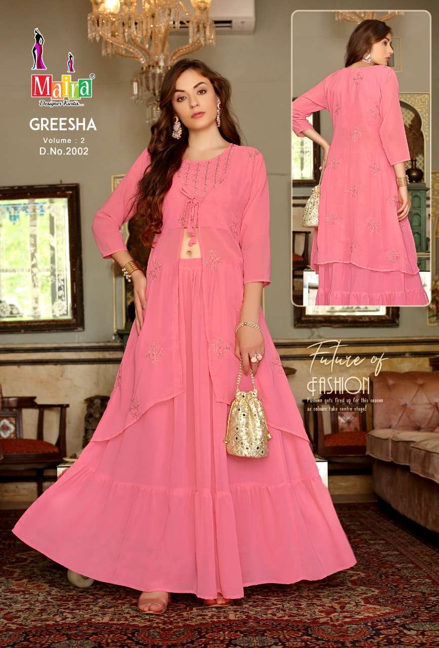 Maira-Greesha Vol-2-Georgette-Sequence-Work-Crop-Top-Georgette-Skirt-Crape-Inner-Jacket-2002